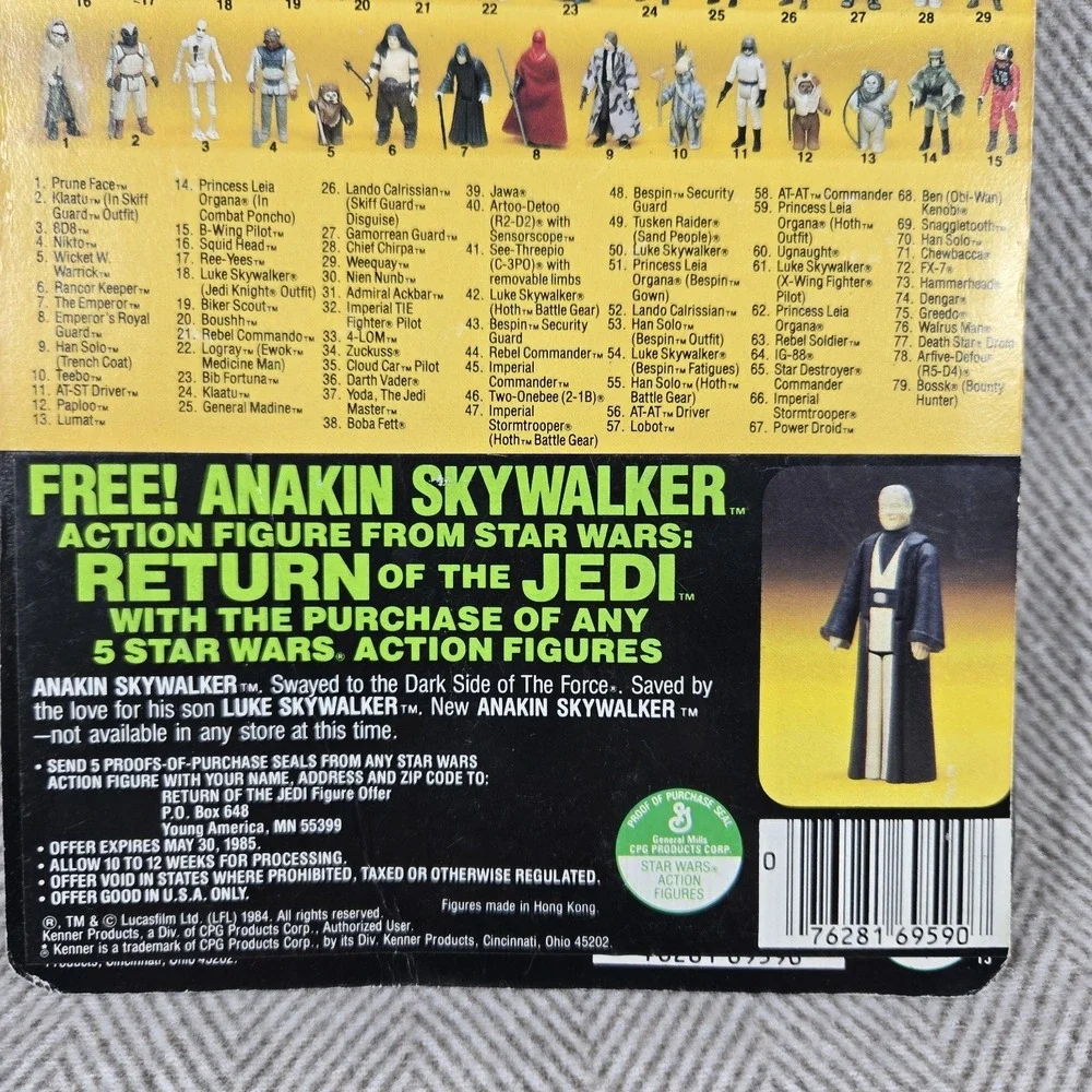Vintage 1983 Kenner Star Wars Return/Jedi Ree-Yees 79 back w/Free Anakin Sticker